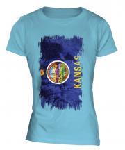 Kansas State Grunge Flag Ladies T-Shirt