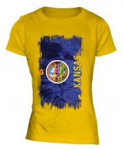 Kansas State Grunge Flag Ladies T-Shirt