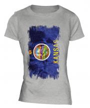 Kansas State Grunge Flag Ladies T-Shirt