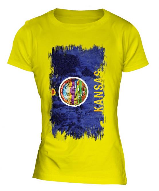Kansas State Grunge Flag Ladies T-Shirt