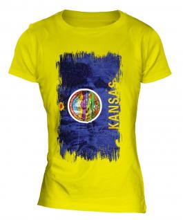 Kansas State Grunge Flag Ladies T-Shirt