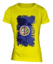 Kansas State Grunge Flag Ladies T-Shirt