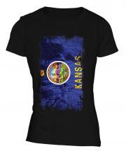 Kansas State Grunge Flag Ladies T-Shirt