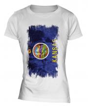 Kansas State Grunge Flag Ladies T-Shirt