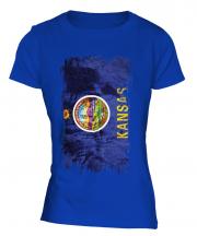 Kansas State Grunge Flag Ladies T-Shirt