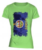 Kansas State Grunge Flag Ladies T-Shirt