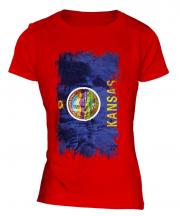 Kansas State Grunge Flag Ladies T-Shirt