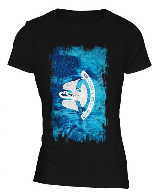 Louisiana State Grunge Flag Ladies T-Shirt