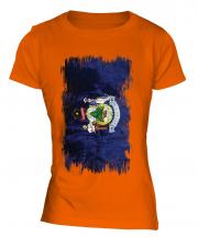 Maine State Grunge Flag Ladies T-Shirt