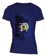 Maine State Grunge Flag Ladies T-Shirt