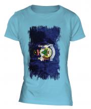 Maine State Grunge Flag Ladies T-Shirt