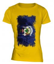 Maine State Grunge Flag Ladies T-Shirt