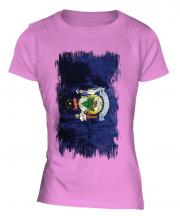 Maine State Grunge Flag Ladies T-Shirt