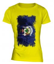 Maine State Grunge Flag Ladies T-Shirt