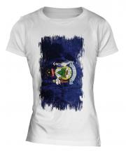 Maine State Grunge Flag Ladies T-Shirt