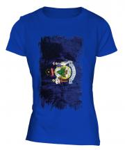 Maine State Grunge Flag Ladies T-Shirt