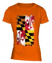 Maryland State Grunge Flag Ladies T-Shirt