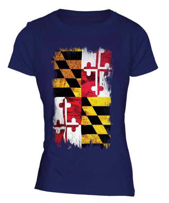 Maryland State Grunge Flag Ladies T-Shirt