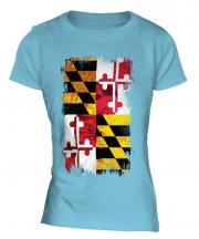 Maryland State Grunge Flag Ladies T-Shirt