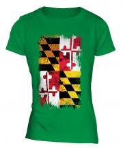 Maryland State Grunge Flag Ladies T-Shirt