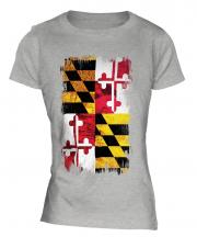 Maryland State Grunge Flag Ladies T-Shirt