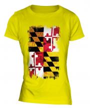 Maryland State Grunge Flag Ladies T-Shirt