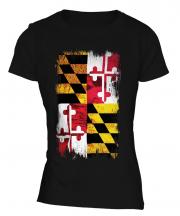 Maryland State Grunge Flag Ladies T-Shirt