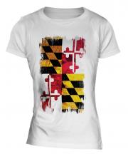 Maryland State Grunge Flag Ladies T-Shirt