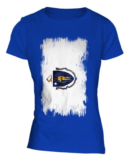 Massachusetts State Grunge Flag Ladies T-Shirt