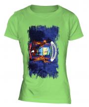 Michigan State Grunge Flag Ladies T-Shirt