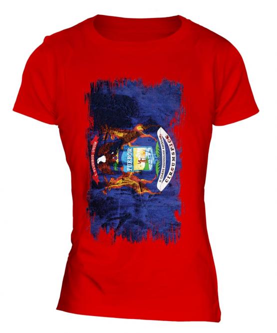 Michigan State Grunge Flag Ladies T-Shirt