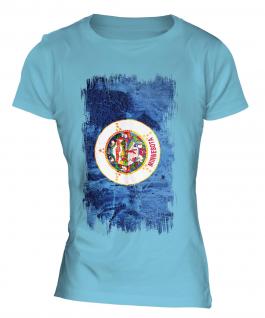 Minnesota State Grunge Flag Ladies T-Shirt
