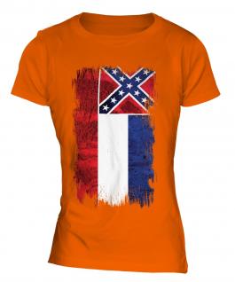 Mississippi State Grunge Flag Ladies T-Shirt