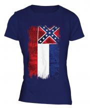 Mississippi State Grunge Flag Ladies T-Shirt