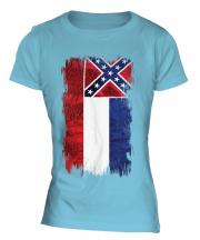 Mississippi State Grunge Flag Ladies T-Shirt