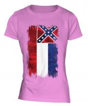 Mississippi State Grunge Flag Ladies T-Shirt