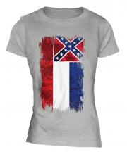 Mississippi State Grunge Flag Ladies T-Shirt