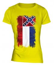Mississippi State Grunge Flag Ladies T-Shirt