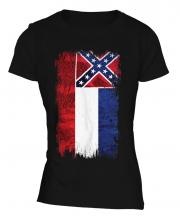 Mississippi State Grunge Flag Ladies T-Shirt