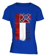 Mississippi State Grunge Flag Ladies T-Shirt