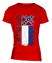 Mississippi State Grunge Flag Ladies T-Shirt