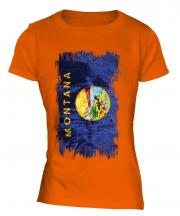 Montana State Grunge Flag Ladies T-Shirt