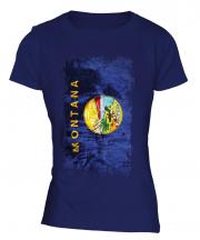 Montana State Grunge Flag Ladies T-Shirt