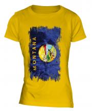 Montana State Grunge Flag Ladies T-Shirt