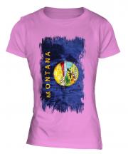 Montana State Grunge Flag Ladies T-Shirt