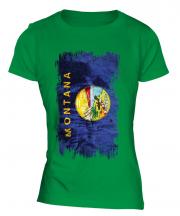 Montana State Grunge Flag Ladies T-Shirt