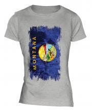Montana State Grunge Flag Ladies T-Shirt