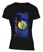 Montana State Grunge Flag Ladies T-Shirt