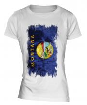 Montana State Grunge Flag Ladies T-Shirt