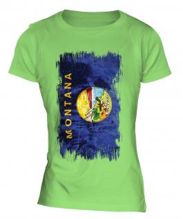 Montana State Grunge Flag Ladies T-Shirt